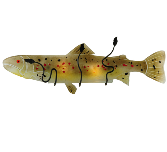 132286 30 in. W Brown Trout Fused Glass Wall Sconce