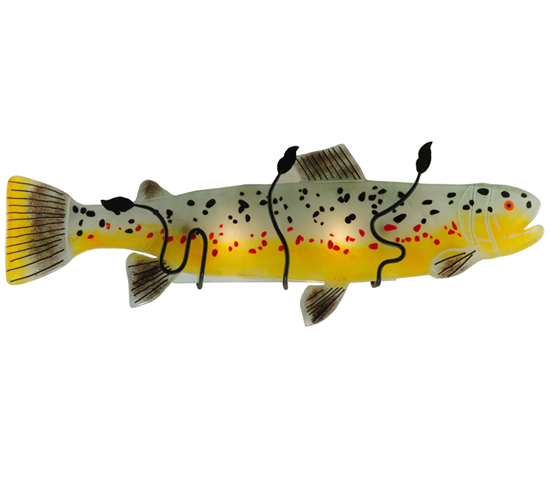 132288 30 in. W Brown Trout Fused Glass Wall Sconce