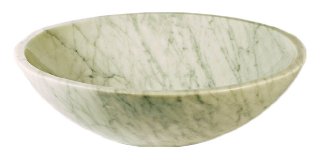 Picture of Novatto NOSV-CW NOSV-CW White Carerra Marble Natural Stone Vessel Sink  White with Grey Veining  17-Inch Diameter