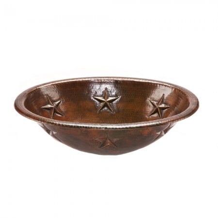 Oval Star Self Rimming Hammered Copper Sink - Oil Rubbed Bronze - 19in. x 14in. x 6in -  BetterBathroom, BE4388198