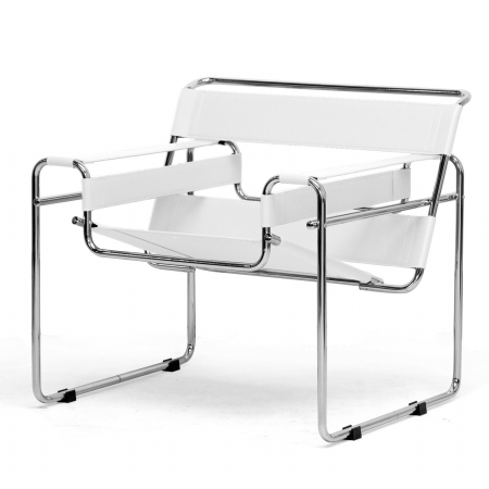 s ALC-3001 White Jericho Cream Leather Mid-Century Modern Accent Chair