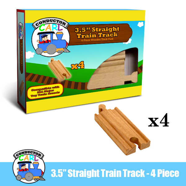Picture of Brybelly Holdings TCON-02 - 4 - 3.5 Inch Straight Wooden Train Tracks by Conductor Carl