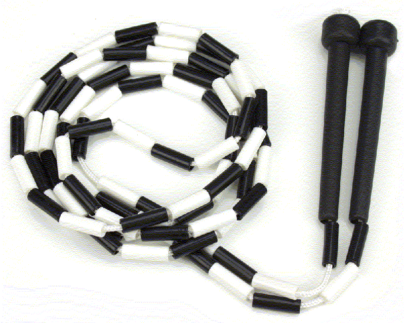 Picture of Brybelly Holdings SJMP-002 Black & White 7-foot jump rope with plastic segmentation