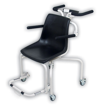 Picture of Cardinal Scale-Detecto 6880 Chair Scale Zero Turn Radius Single Load Cell 3 in. Diameter Oversized Wheels Lift-Away Arm-Rest and Foot-Rest 440 Lb X .2 Lb- 200 Kg X .1 Kg