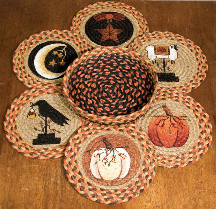 Picture of Capitol Importing 56-1121 Autumn - Set of 7 Trivets in a Basket