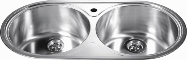 Picture of Dawn Kitchen & Bath CH333 34.25 in. L Top Mount Equal Double Round Bowl - 20 Gauge