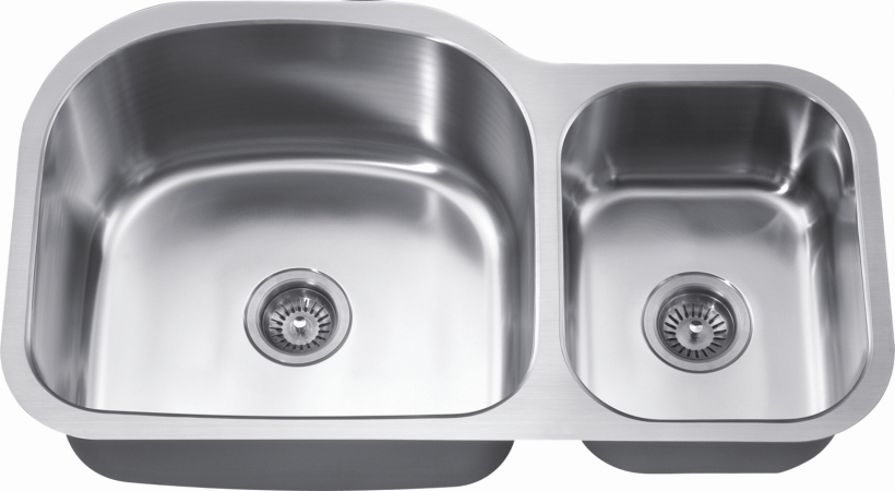 Picture of Dawn Kitchen & Bath ASU107R 35 in. Undermount Double Bowl - Small Bowl On Right - 18 Gauge