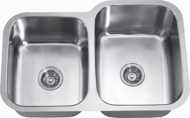 31.88 in. L - Large - 8.75 in.D Undermount Double Bowl - Small Bowl On Left - 18 Gauge -  BakeBetter, BA1525447