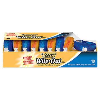 Picture of BIC Usa Inc BICWOTAP10 Bic Wite Out Ez Correct Correction Tape 10Pk