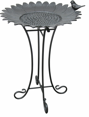 Picture of Innova Hearth &amp; Home C874-27 Sunflower Birdbath with wrought Iron Stand  Antique Black