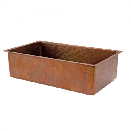 Picture of Premier Copper Products KSB33199 33 in. Antique Hammered Copper Kitchen Single Basin Sink