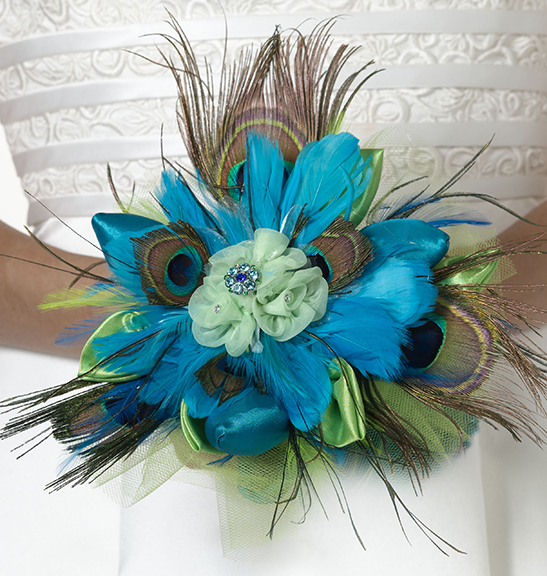 Lillian Rose BQ234 Peacock Feather Bouquet