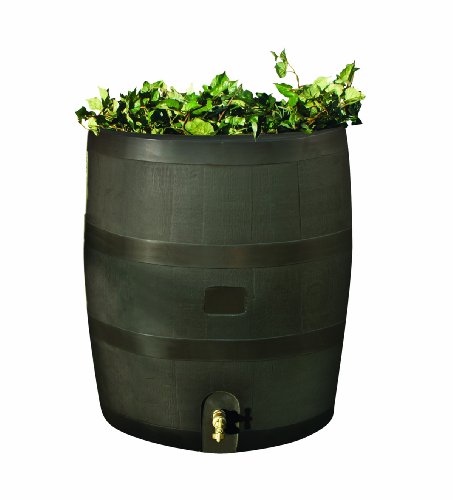 Round Rain Barrel 35USG - Brown with Brass Spigot