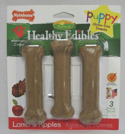 Picture of Nylabone Corp - bones - Healthy Edibles Bone Puppy- Lamb & Apples Regular - N502VP