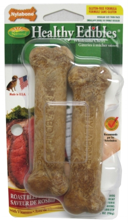 Picture of Nylabone Corp - bones - Healthy Edible- Roast Beef Regular-2 Pack - NE802TPP