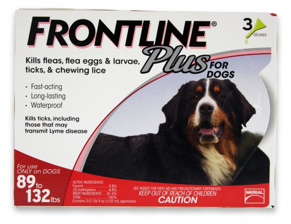 004FLTSP-89-132 Frontline Plus Flea & Tick for Dogs 89-132 lbs  3 Month -  Pet Fulfillment