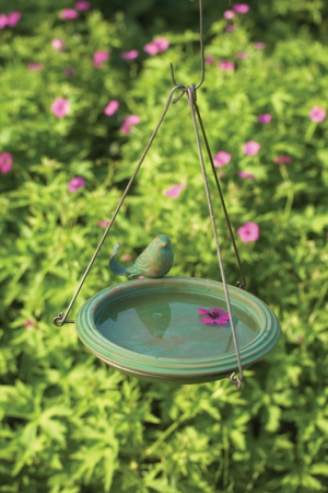 Picture of Ancient Graffiti ANCIENTAG17026 Bird Bath Teal Round Hanging