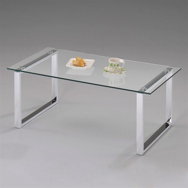 Picture of Inroom Furniture Designs CT-6199 Cocktail Table Chrome - Glass Finish