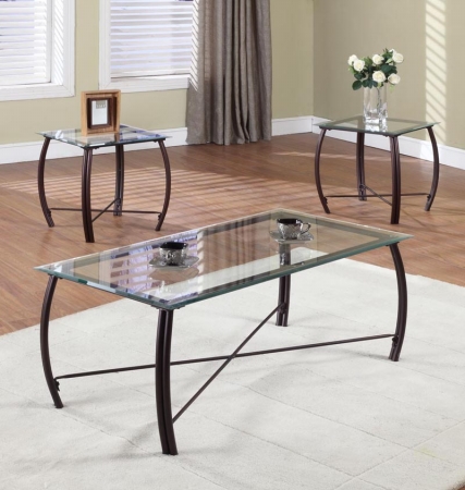 Picture of Inroom Furniture Designs T202 T202 3 pk. Cocktail and 2 End Tables Copper - Bronze Finish