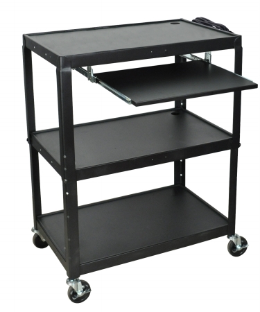 AVJ42XLKB Extra Large Steel Adjustable Cart with Keyboard Shelf