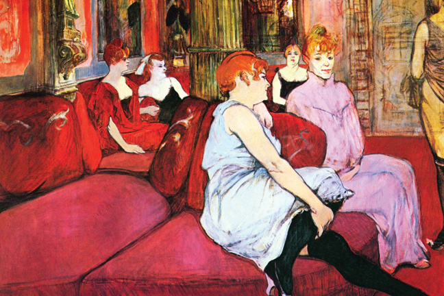 Salon in the Rue de Moulins - Canvas Size C12X18
