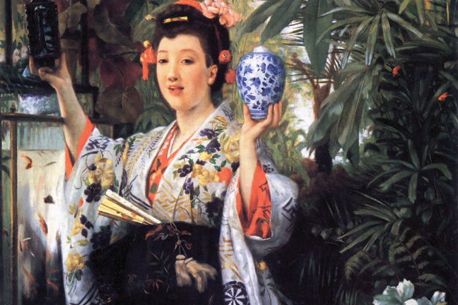 Young woman holds Japanese goods - Canvas Size C12X18