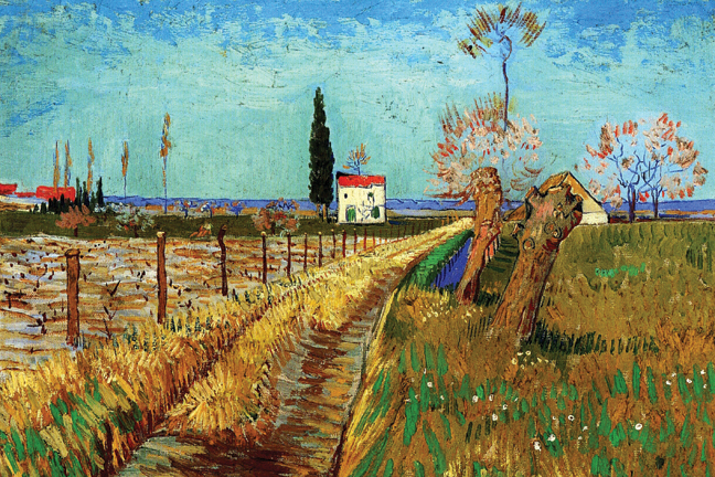 Buy Enlarge 0-587-25644-3C12X18 Path Through a Field with Willows- Canvas Size C12X18