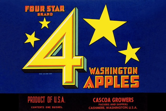 Buy Enlarge 0587225955C12X18 Four Star Brand Washington Apples Canvas Size C12X18