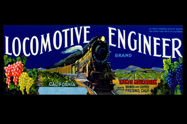 Picture of Buy Enlarge 0-587-22990-xC12X18 Locomotive Engineer Brand California Grapes- Canvas Size C12X18