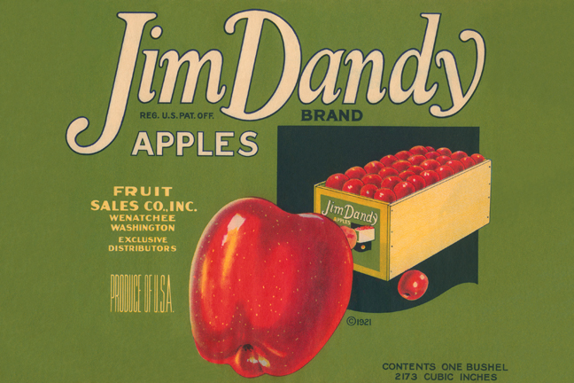 Buy Enlarge 0587246405C12X18 Jim Dandy Brand Apples Canvas Size C12X18