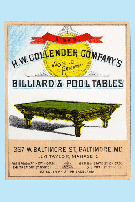 Buy Enlarge 0-587-22703-6C12X18 The H.W. Collender Companys World Renown Billiard and Pool Tables- Canvas Size C12X18