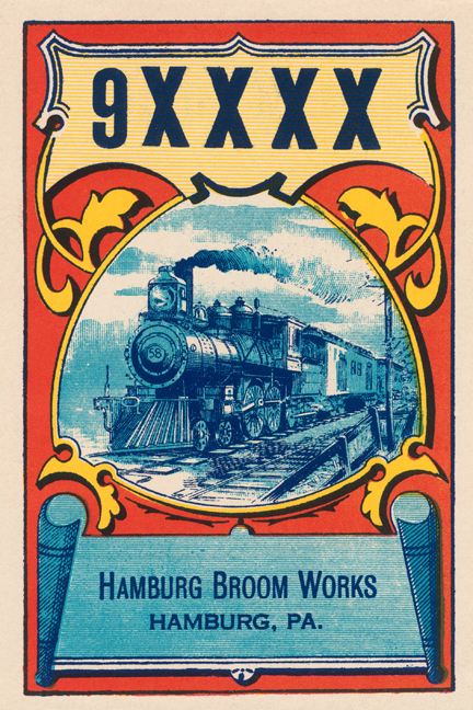 Picture of Buy Enlarge 0-587-24594-8C12X18 9XXXX Steam Train Broom Label- Canvas Size C12X18
