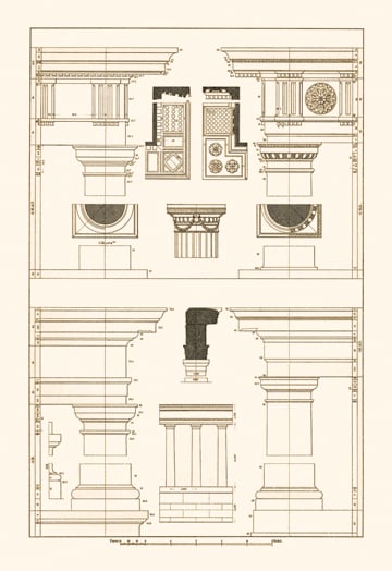Picture of Buy Enlarge 0-587-09538-5P12x18 Doric  Tuscan Orders and Columns- Paper Size P12x18