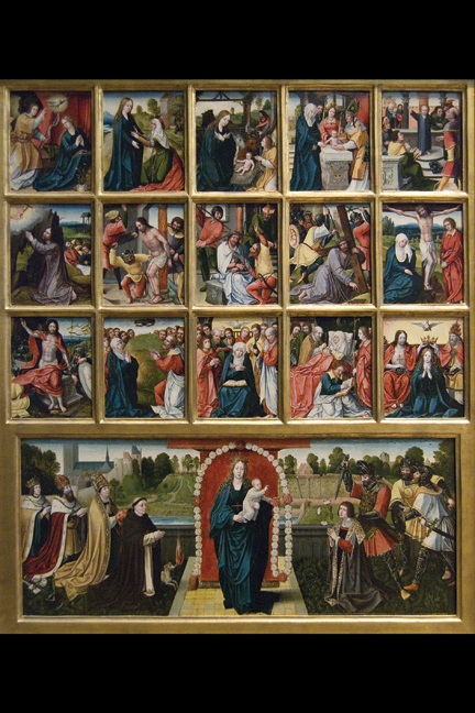 Fifteen Mysteries and the Virgin of the Rosary - Multi-Color - 12x18 in - High-Quality Poster Print