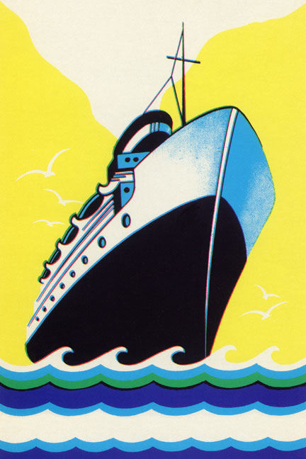 Steamship Cruise liner Boom Label- Paper Size P20x30
