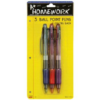 Picture of DDI 394284 4-in-1 Ballpoint Pens - Multicolor, Retractable, 3 Pieces Case of 48