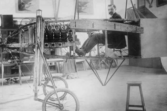 Picture of Buy Enlarge 0-587-46095-LP12x18 French Aviator and Engineer Louis Bleriot in his Workshop- Paper Size P12x18