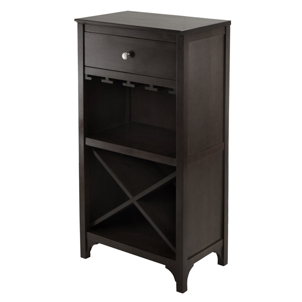 Picture of Winsome Trading 92745 Ancona Modular Wine Cabinet with One Drawer  Glass Rack  X Shelf