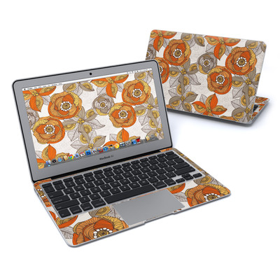 Orange and Grey Flowers Full-Size 360? Protector Skin Sticker for Apple MacBook Air 11" Inch - Ultra Thin Protective Vinyl Decal wrap Cover