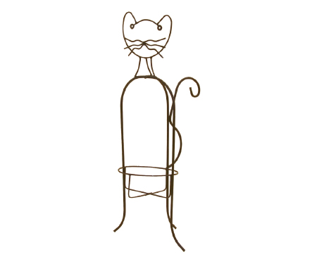 Whimsical Metal Cat Planter Holder