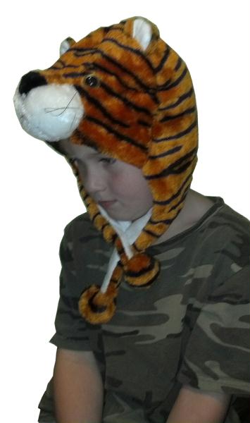 Picture of IWGAC 0126-10K-TIGER Kids Tiger Hat with Attached Scarf