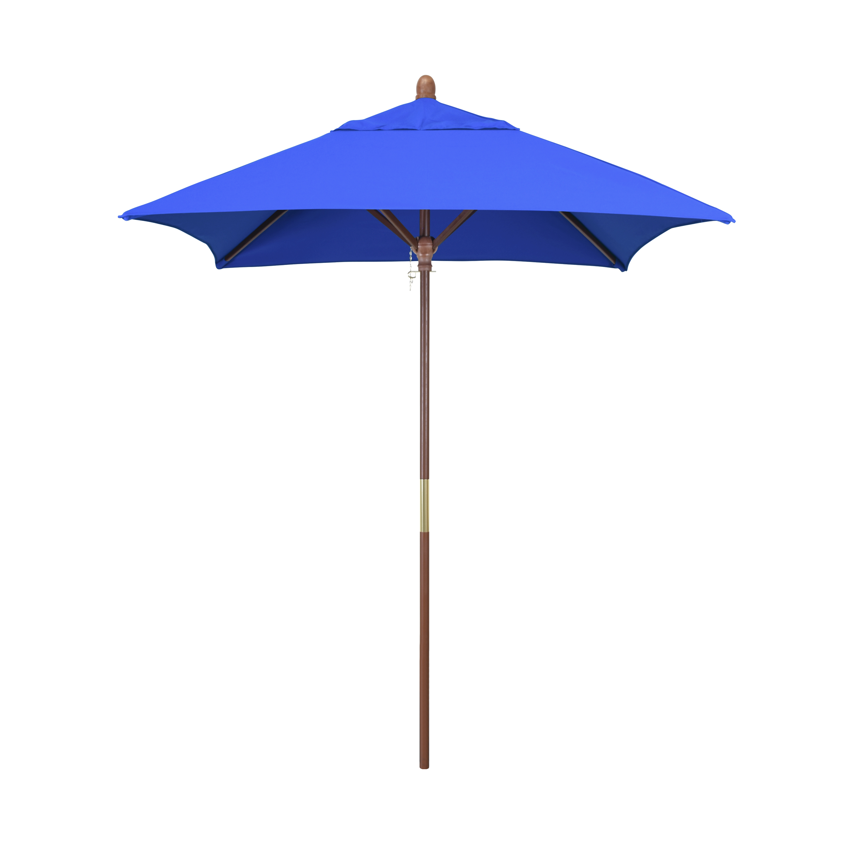 California Umbrella MARE604-5401 6 ft. x 6 ft. Wood Market Umbrella Pulley Open Marenti Wood-Sunbrella-Pacific Blue