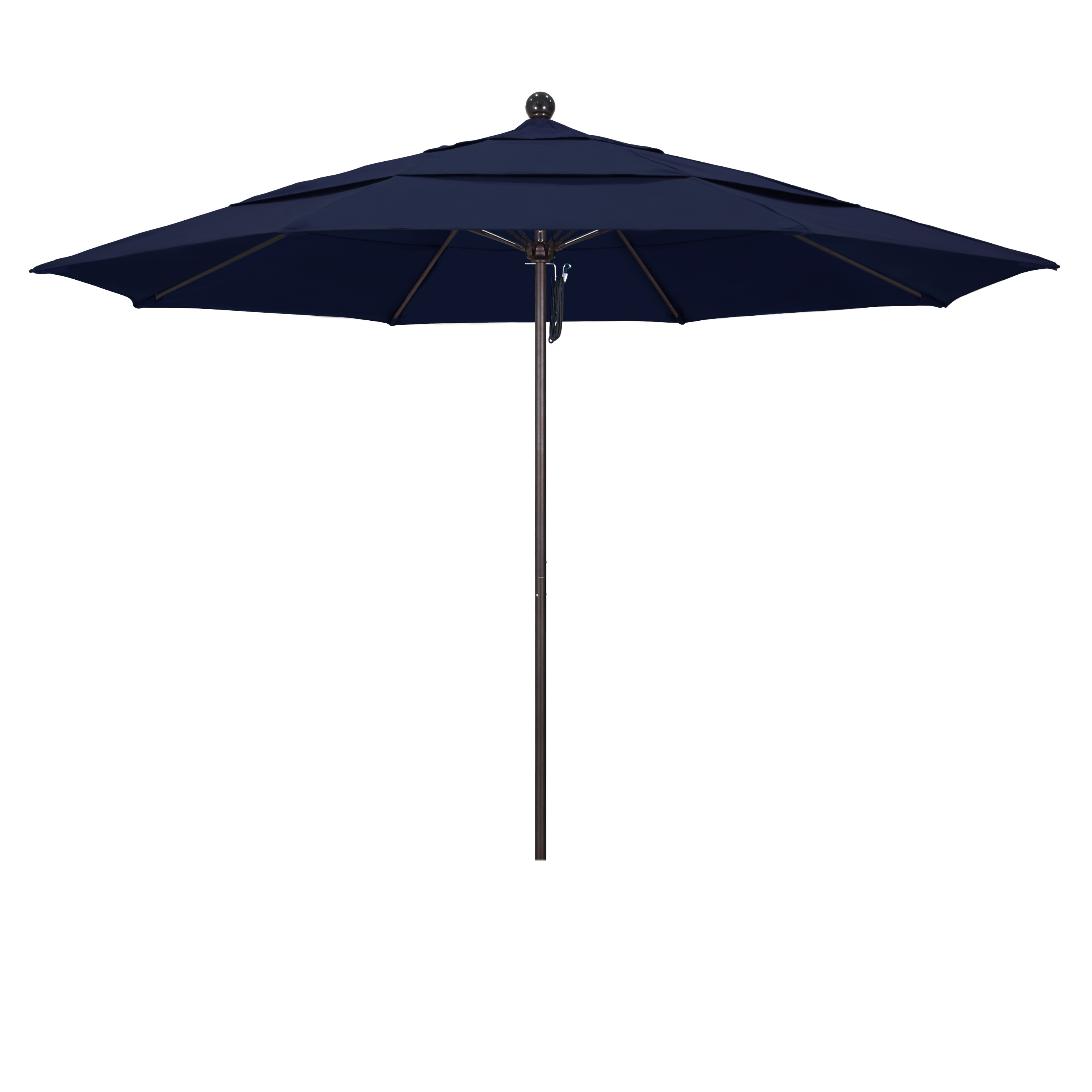 Picture of California Umbrella ALTO118117-F09-DWV 11 ft. Fiberglass Market Umbrella PO DVent Bronze-Olefin-Navy Blue
