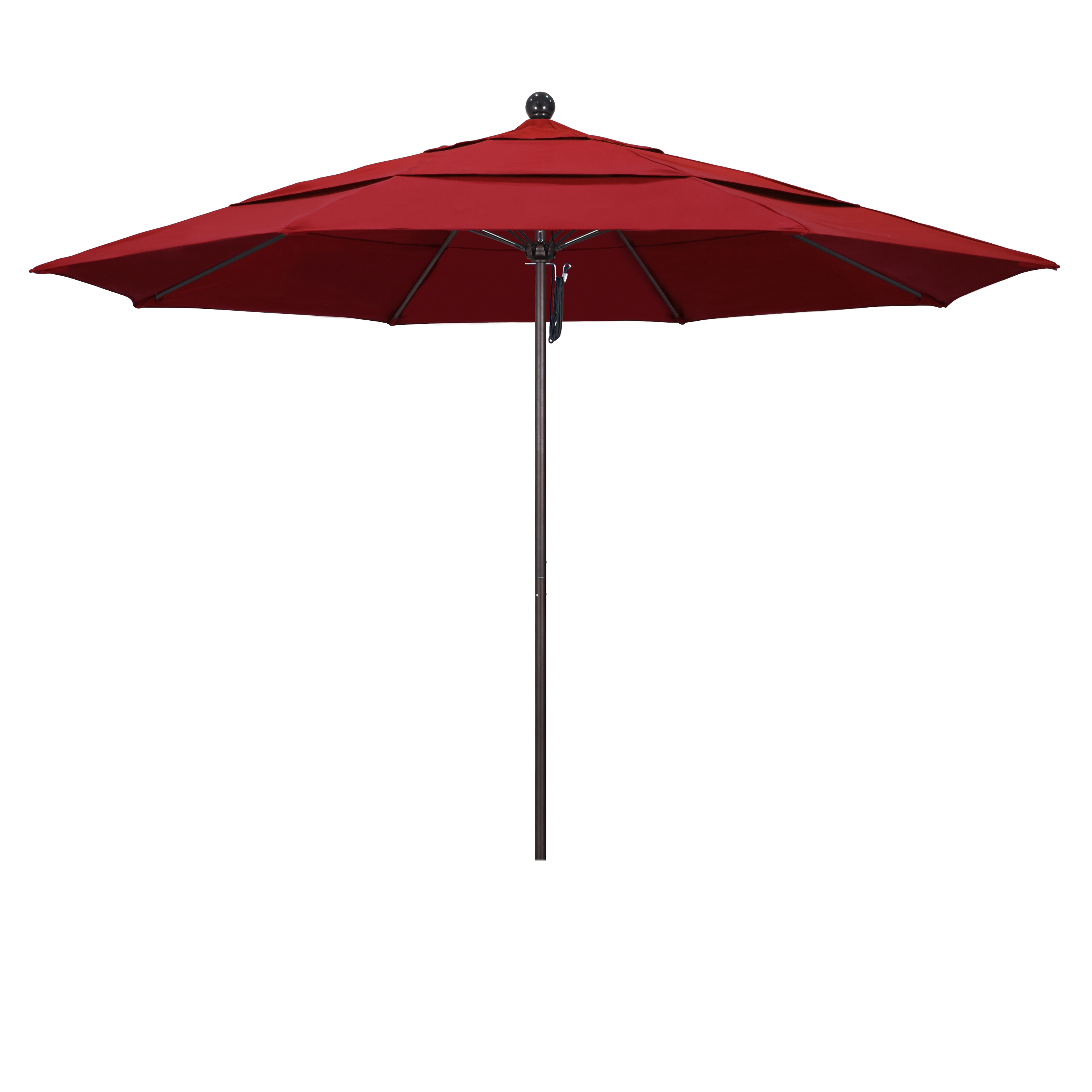 Picture of California Umbrella ALTO118117-F13-DWV 11 ft. Fiberglass Market Umbrella PO DVent Bronze-Olefin-Red