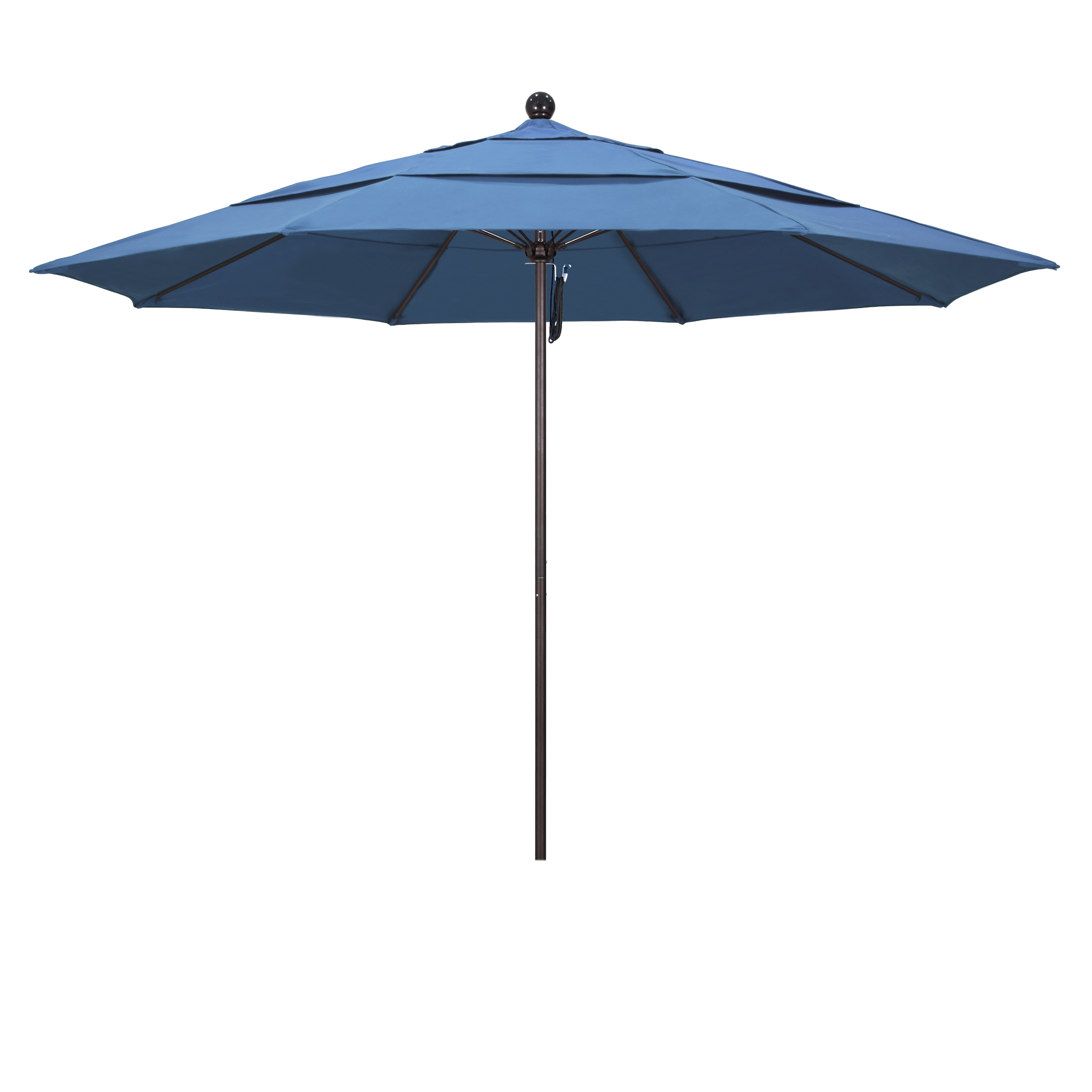 Picture of California Umbrella ALTO118117-F26-DWV 11 ft. Fiberglass Market Umbrella PO DVent Bronze-Olefin-Frost Blue