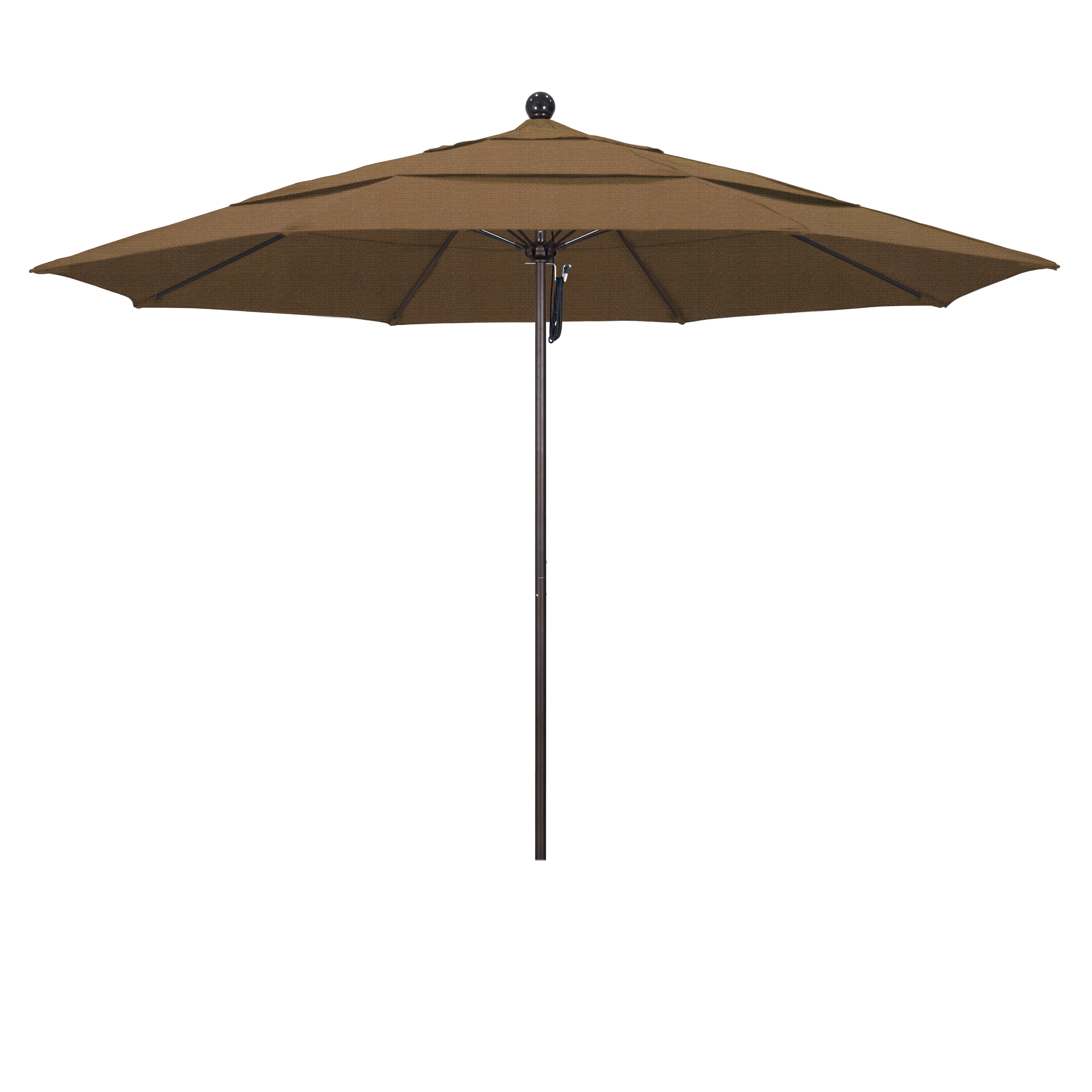 Picture of California Umbrella ALTO118117-F76-DWV 11 ft. Fiberglass Market Umbrella PO DVent Bronze-Olefin-Woven Sesame