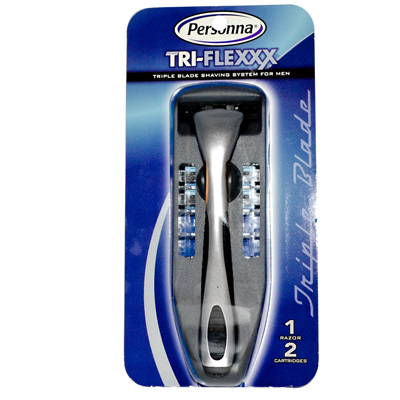 Picture of Personna 0684134 Razor Blades  Tri-Flexxx  Triple Blade Shaving System For Men  1 Razor  2 Cartridges - Pack