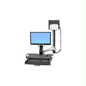 Picture of Ergotron 45-270-026 Styleview Sit-Stand Combo System With Worksurface  Medium Silver Cpu Holder