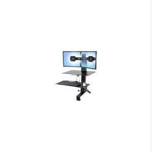 Picture of Ergotron 33-349-200 Workfit-S Sit-Stand Workstation For Dual Displays  With Worksurface And Large Ke