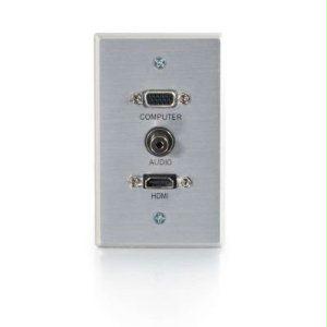 Picture of C2G 41034 Single Gang Hdmi  Hd15 Vga  And 3.5Mm Wall Plate - Brushed Aluminum